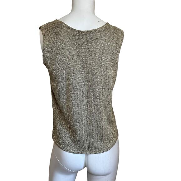 Vintage Brenda French for French Rags Gold Lurex Sleeveless Sweater sz 3=M/L EUC - Picture 2 of 10